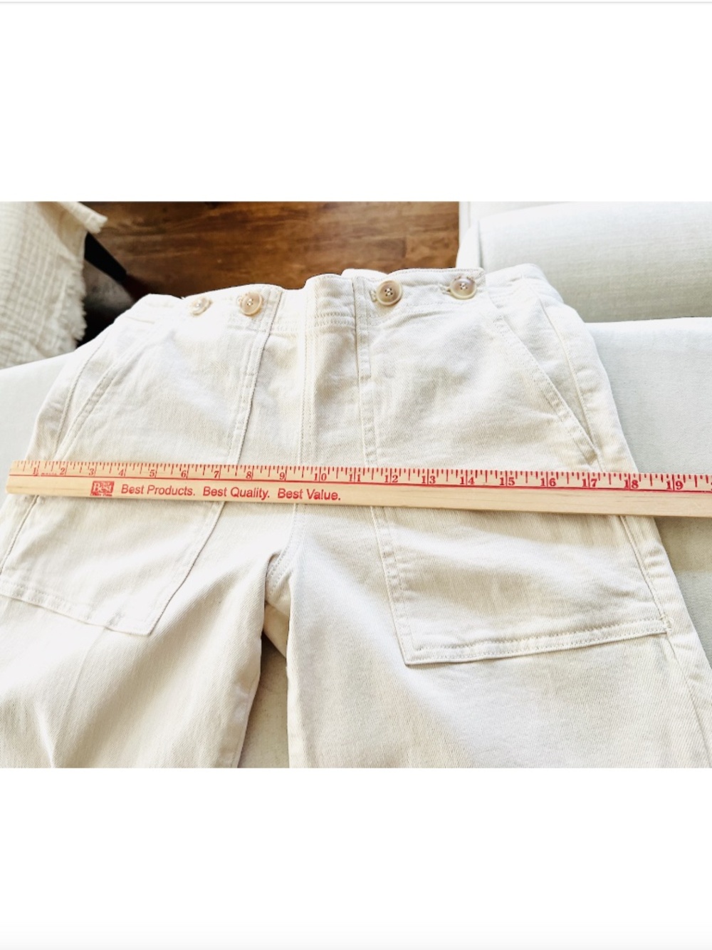 PILCRO The Kit Wide Leg Utility Trousers in Ivory - 27 - Picture 11 of 13